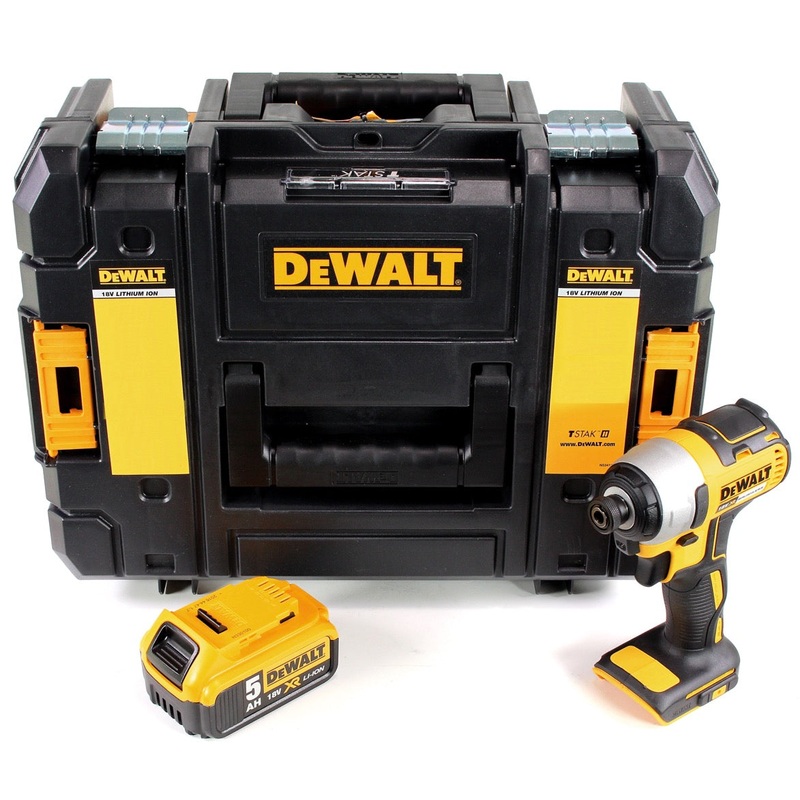 Atornillador de impacto a batera DeWalt DCF 787 18V 170Nm sin escobillas + 1x batera 5.0Ah + TSTAK - sin cargador