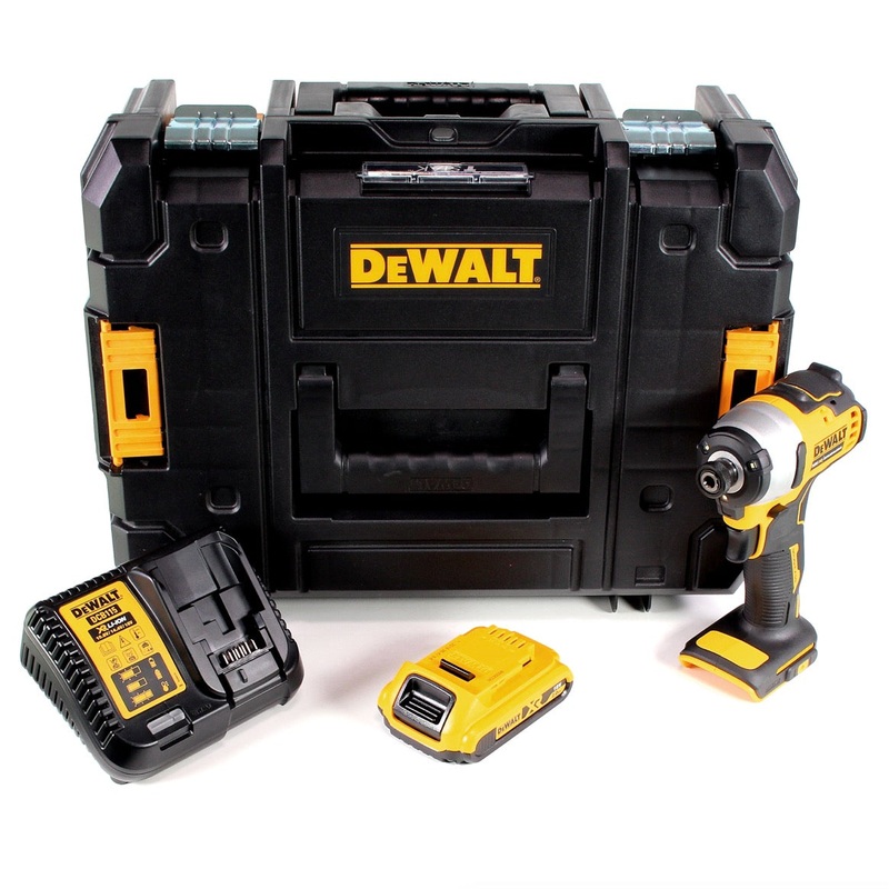 Atornillador de impacto inalmbrico DeWalt DCF 809 D1T 18 V Li-Ion sin escobillas en caja T-STAK + 1 batera de 2,0 Ah + cargador