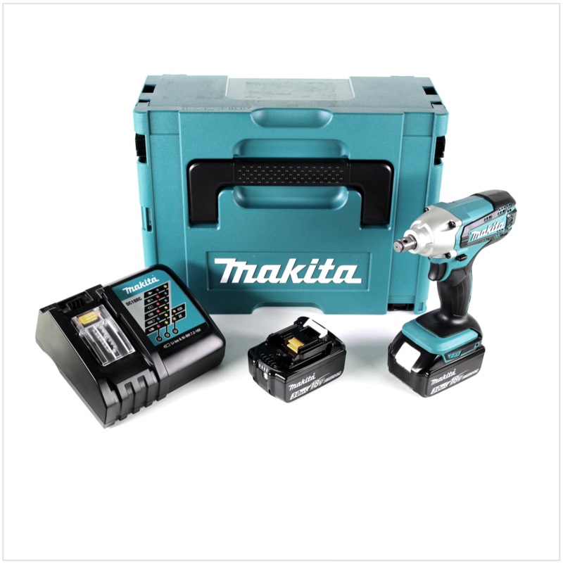 Atornillador de impacto inalmbrico Makita DTW 190 RFJ 18V + 2x batera 3.0Ah + cargador rpido + Makpac