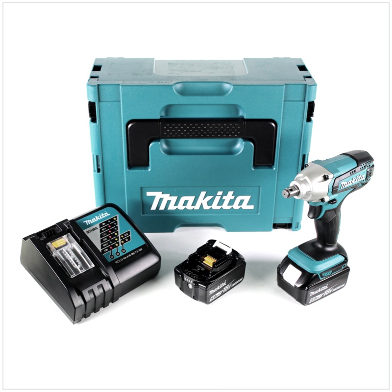 Atornillador de impacto inalmbrico Makita DTW 190 RTJ 18V 190 Nm + 2x bateras 5.0Ah + cargador rpido en Makpac 2