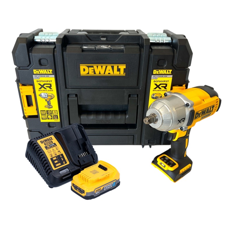 Llave de impacto a batera DeWalt DCF 900 E1T 18 V 1396 Nm 1/2" + 1x batera Powerstack 1,7 Ah + cargador + TSTAK