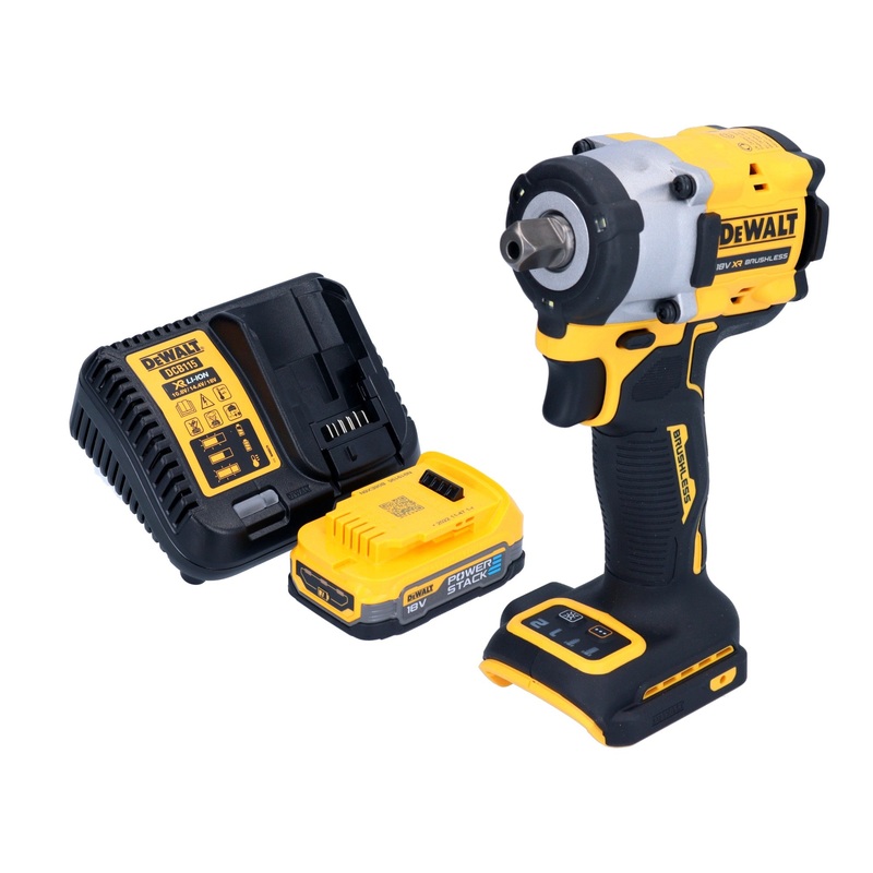 Llave de impacto a batera DeWalt DCF 922 E1 18 V 406 Nm 1/2" sin escobillas + 1x batera Powerstack 1,7 Ah + cargador