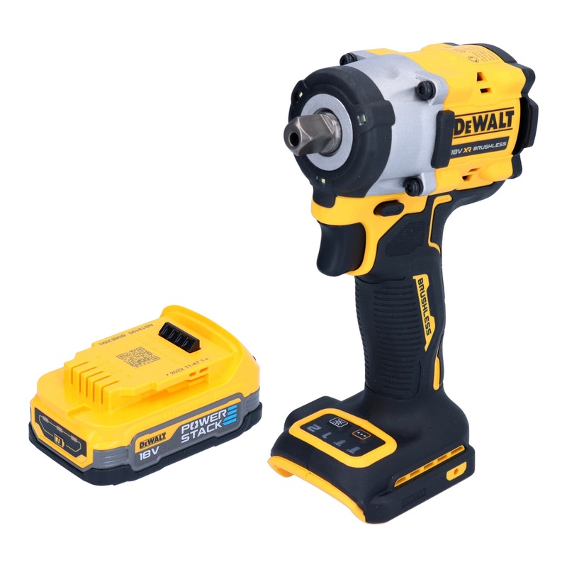 Llave de impacto a batera DeWalt DCF 922 N 18 V 406 Nm 1/2" sin escobillas + 1x batera Powerstack 1,7 Ah - sin cargador