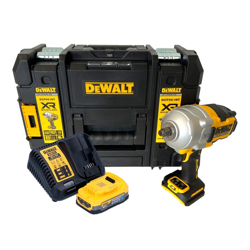 Llave de impacto a batera DeWalt DCF 961 E1T 18 V 1632 Nm 1/2" sin escobillas + 1x batera Powerstack 1,7 Ah + cargador + TSTAK