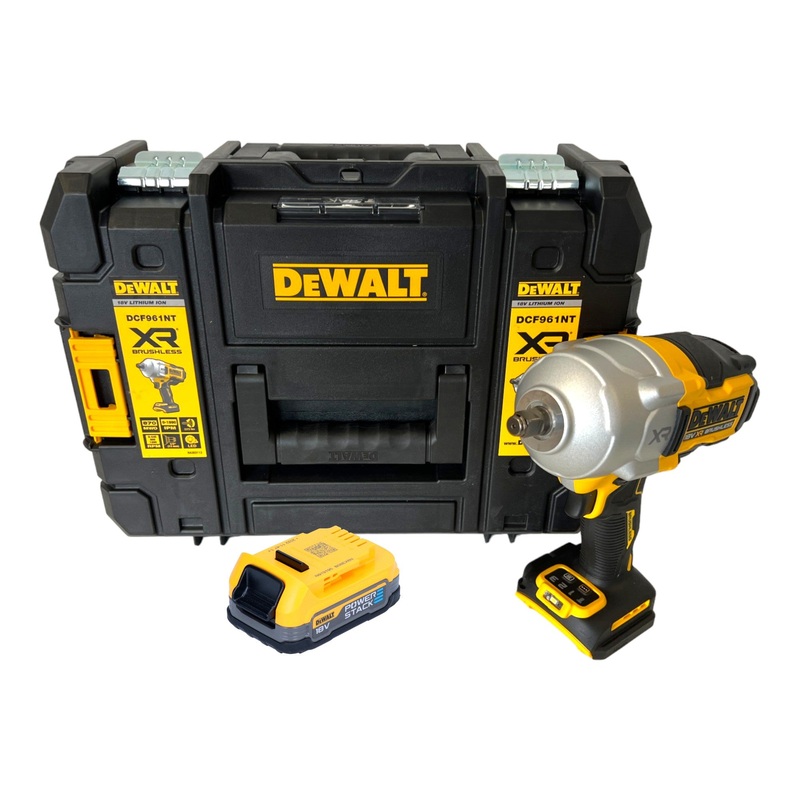 Llave de impacto a batera DeWalt DCF 961 NT 18 V 1632 Nm 1/2" sin escobillas + 1x batera Powerstack 1,7 Ah + TSTAK - sin cargador