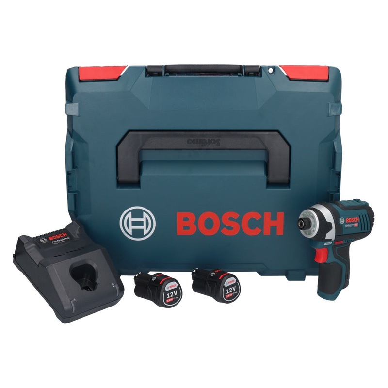 Atornillador de impacto a batera Bosch GDR 12V-105 Professional 12 V 105 Nm 1/4" (06019A6977) + 2x bateras recargables 2.0 Ah + cargador + L-Boxx