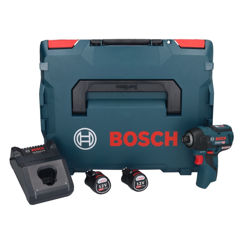 Atornillador de impacto a batera Bosch GDR 12V-110 Professional 12 V 110 Nm 1/4" brushless + 2x batera 2.0 Ah + cargador + L-Boxx