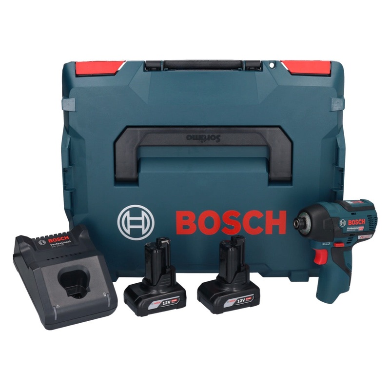 Atornillador de impacto a batera Bosch GDR 12V-110 Professional 12 V 110 Nm 1/4" brushless + 2x batera 6.0 Ah + cargador + L-Boxx