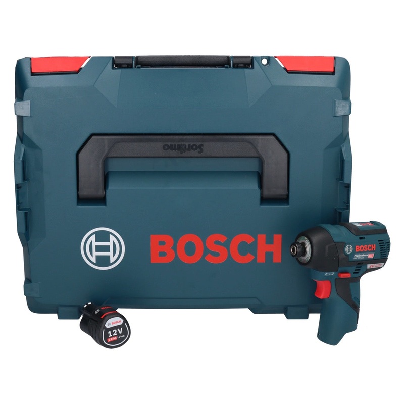 Atornillador de impacto a batera Bosch GDR 12V-110 Professional 12 V 110 Nm 1/4" sin escobillas + 1x batera 2.0 Ah + L-Boxx - sin cargador