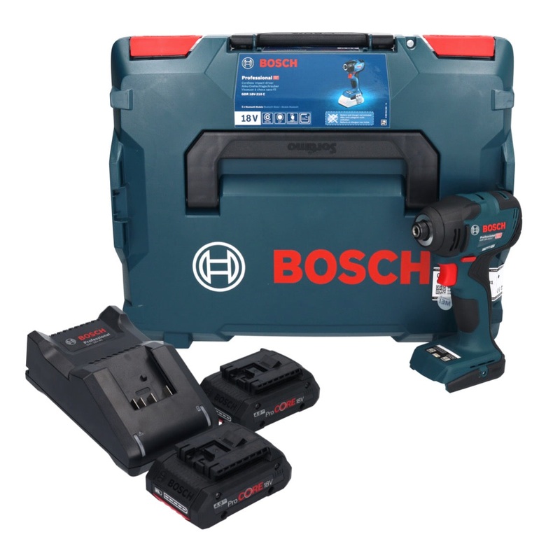 Atornillador de impacto a batera Bosch GDR 18V-210 C Professional 18 V 210 Nm 1/4" (06019J0102) + 2x batera ProCORE 4.0 Ah + cargador + L-BOXX