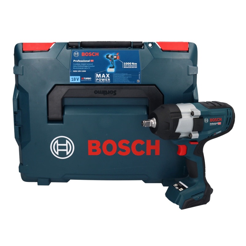 Atornillador de impacto a batera Bosch GDS 18V-1000 Professional 18 V 1000 Nm BITURBO Brushless + L-Boxx (06019J8301) - sin batera, sin cargador