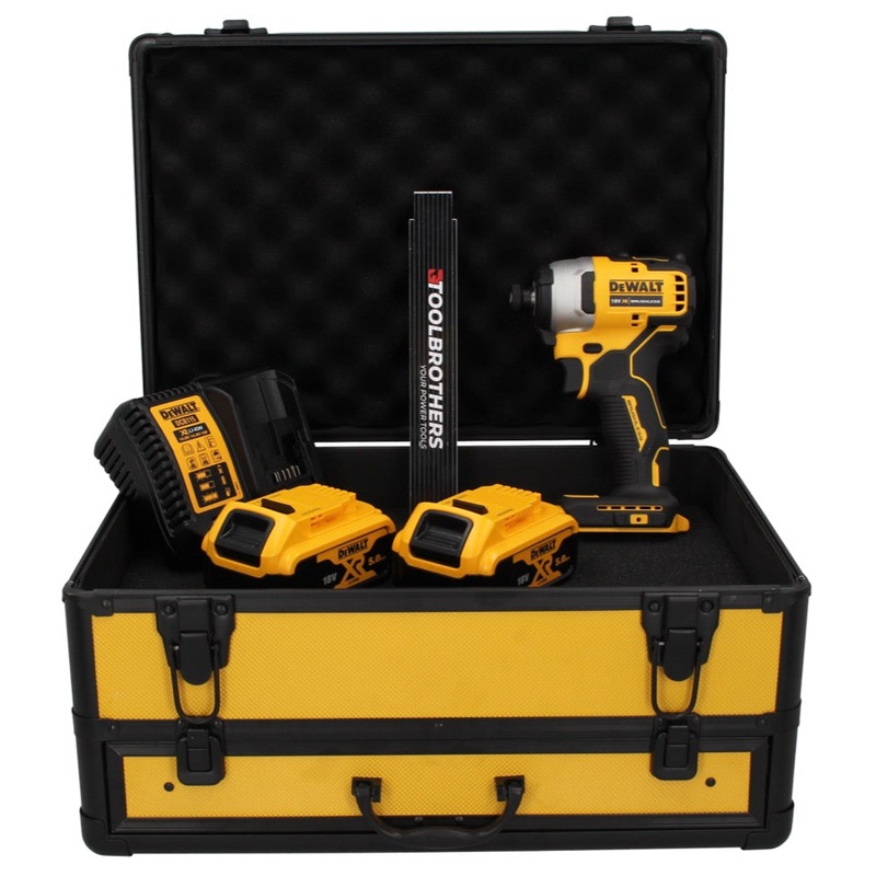 Atornillador de impacto a batera DeWalt DCF 809 P2 TX 18 V brushless + 2x batera 5.0 Ah + cargador + metro plegable + maletn TX