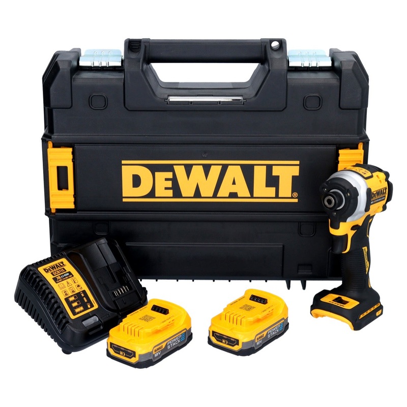 Atornillador de impacto a batera DeWalt DCF 850 E2T 18 V 205 Nm 1/4" brushless + 2x batera 1,7 Ah + cargador + TSTAK
