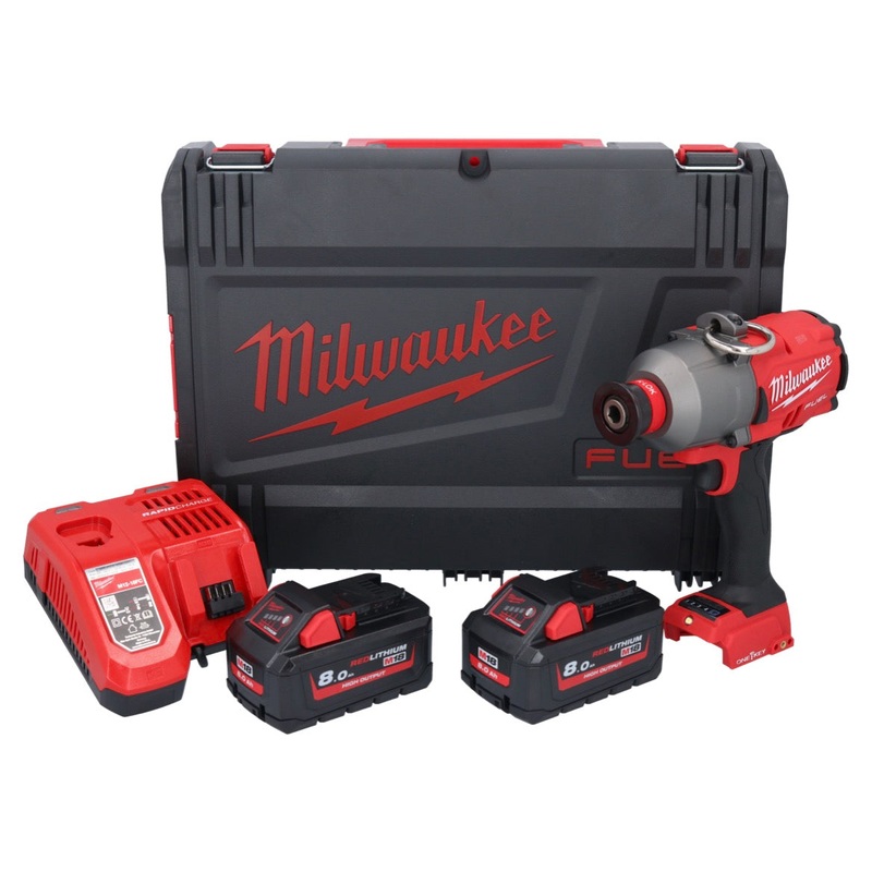 Atornillador de impacto a batera Milwaukee M18 ONEFHIWH716-802X 18 V 1017 Nm 7/16" brushless + 2x batera 8.0 Ah + cargador + caja HD