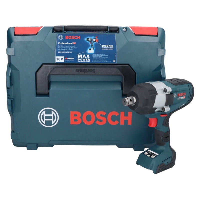 Atornillador de impacto inalmbrico Bosch GDS 18V-1050 HC 18 V 1050 Nm BITURBO Brushless + L-Boxx - sin batera, sin cargador