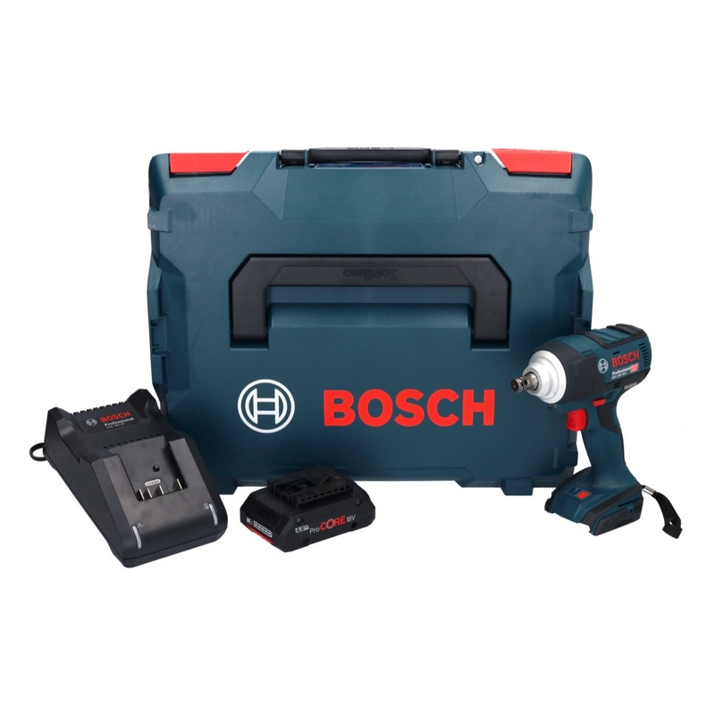 Atornillador de impacto inalmbrico Bosch GDS 18V-300 18 V 300 Nm 1/2" brushless + 1x batera ProCORE 4.0 Ah + cargador + L-Boxx
