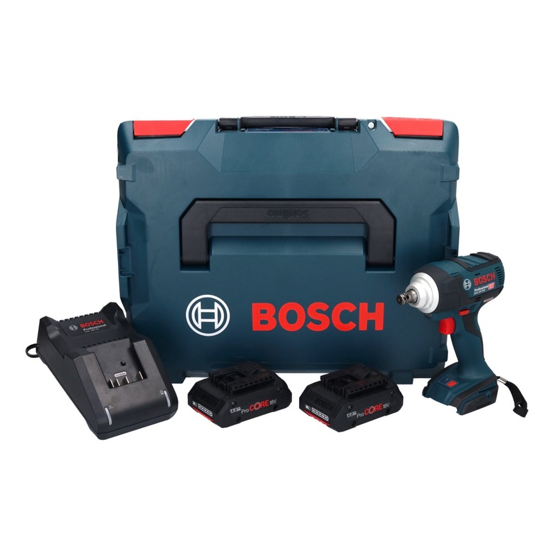 Atornillador de impacto inalmbrico Bosch GDS 18V-300 18 V 300 Nm 1/2" sin escobillas (06019D8202) + 2x batera ProCORE 4.0 Ah + cargador + L-Boxx