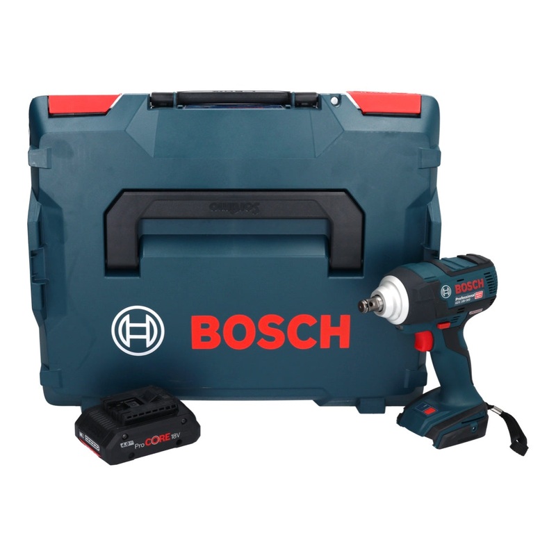 Atornillador de impacto inalmbrico Bosch GDS 18V-300 18 V 300 Nm 1/2" sin escobillas + 1x batera ProCORE 4.0 Ah + L-Boxx - sin cargador