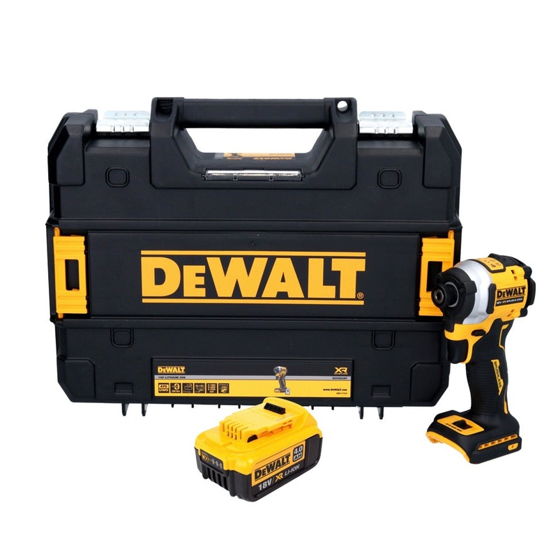 Atornillador de impacto inalmbrico DeWalt DCF 850 18 V 205 Nm 1/4" sin escobillas + 1x batera 4.0 Ah + TSTAK - sin cargador