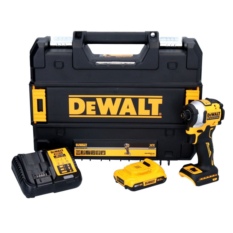 Atornillador de impacto inalmbrico DeWalt DCF 850 D1 18 V 205 Nm 1/4" brushless - 1x batera 2.0 Ah + cargador + TSTAK