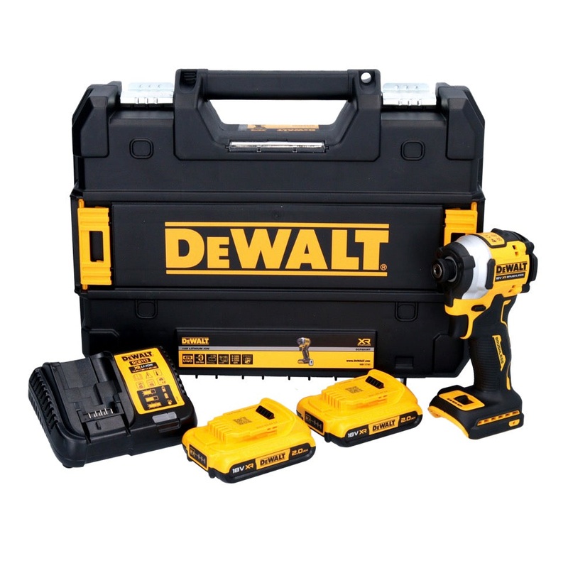 Atornillador de impacto inalmbrico DeWalt DCF 850 D2 18 V 205 Nm 1/4" brushless - 2x batera 2.0 Ah + cargador + TSTAK