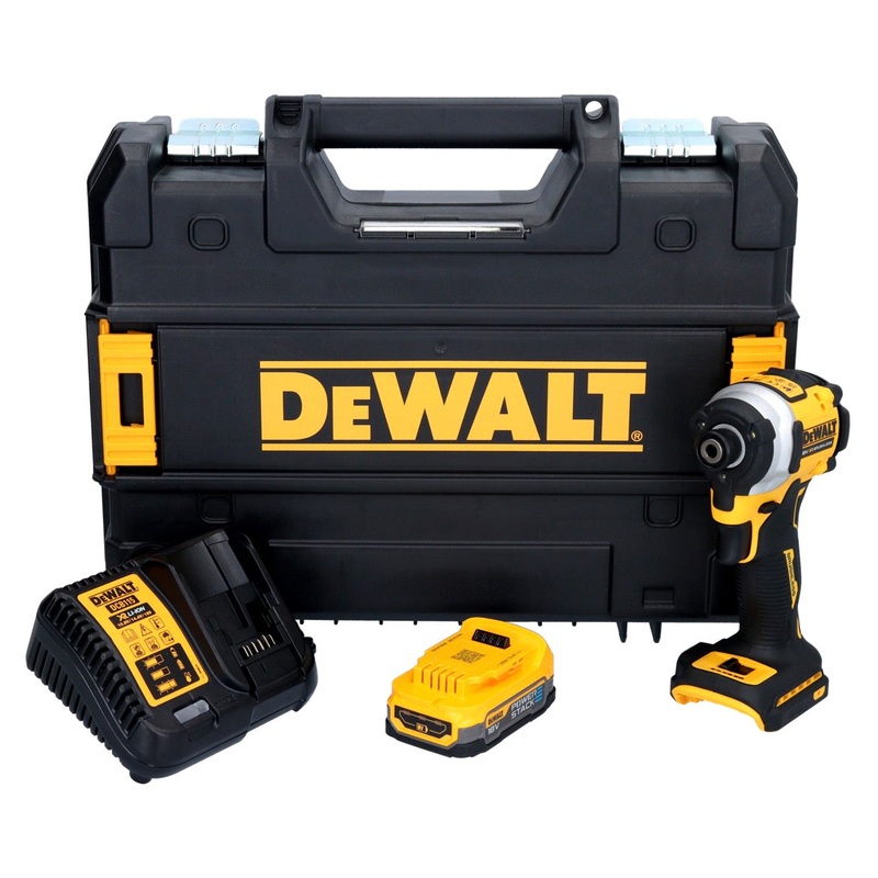 Atornillador de impacto inalmbrico DeWalt DCF 850 E1T 18 V 205 Nm 1/4" brushless + 1x batera 1,7 Ah + cargador + TSTAK
