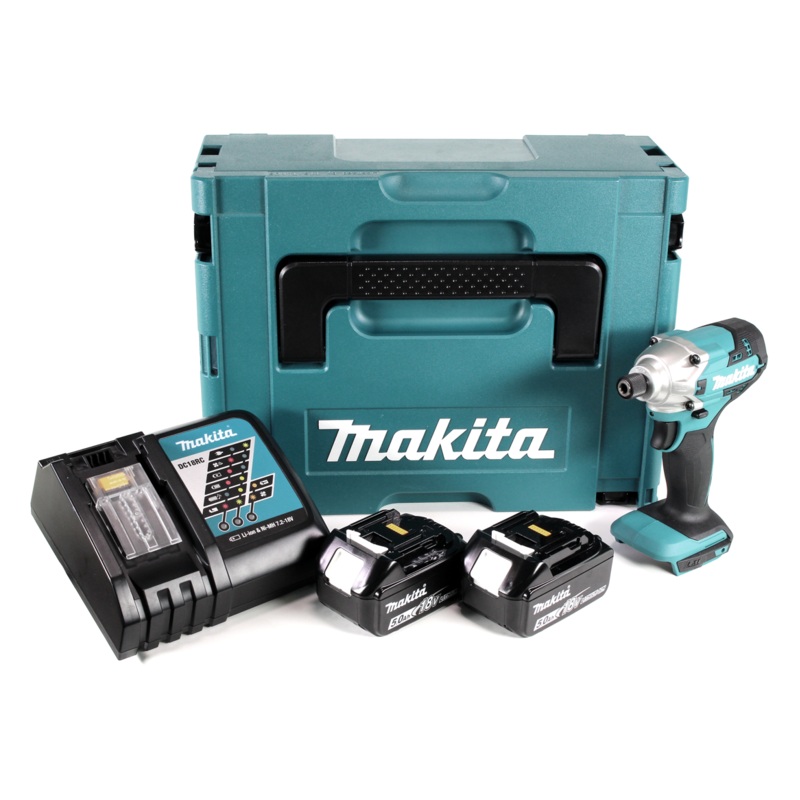 Atornillador de impacto inalmbrico Makita DTD 156 RTJ 18V 155Nm + 2x batera 5.0Ah + cargador + Makpac
