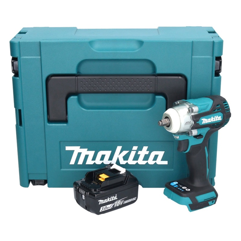 Atornillador de impacto inalmbrico Makita DTW 302 F1J 18 V 300 Nm 3/8" sin escobillas + 1x batera 3.0 Ah + Makpac - sin cargador