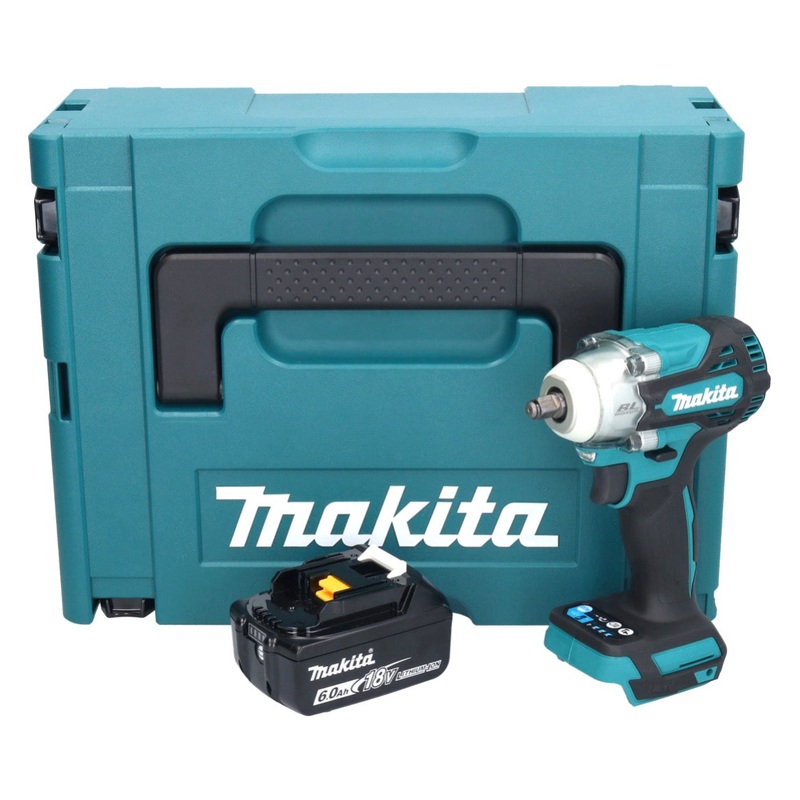 Atornillador de impacto inalmbrico Makita DTW 302 G1J 18 V 300 Nm 3/8" sin escobillas + 1x batera 6.0 Ah + Makpac - sin cargador