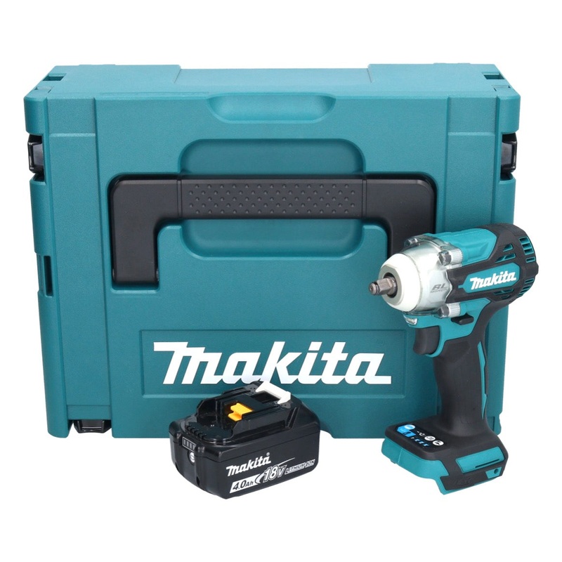 Atornillador de impacto inalmbrico Makita DTW 302 M1J 18 V 300 Nm 3/8" sin escobillas + 1x batera 4.0 Ah + Makpac - sin cargador