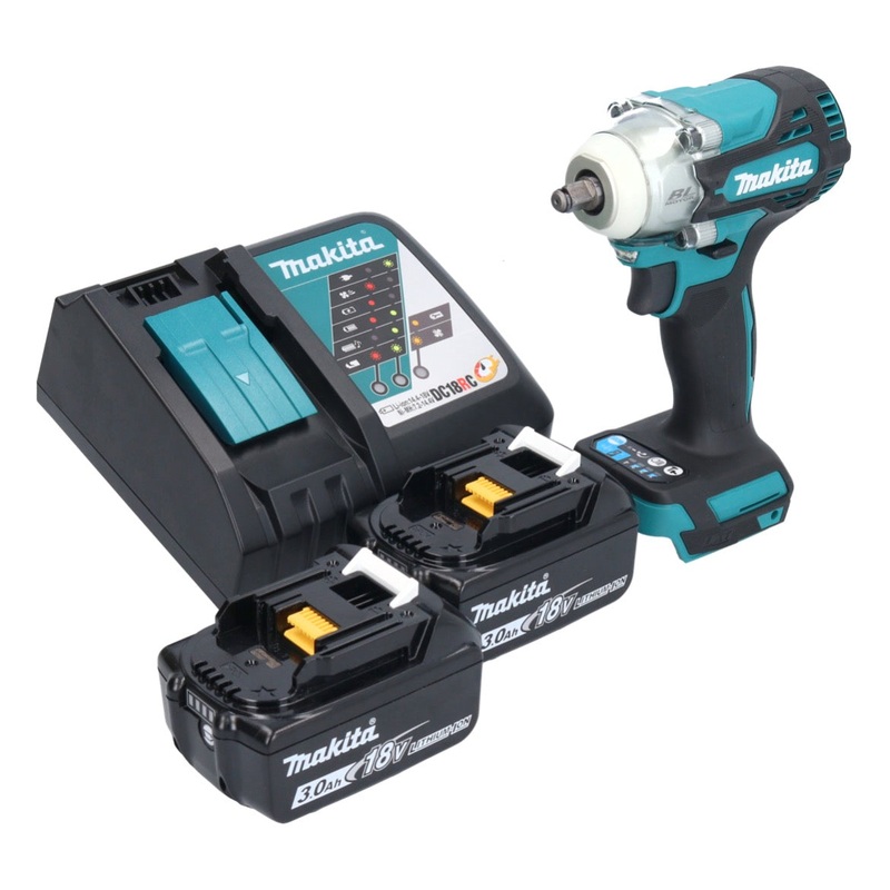 Atornillador de impacto inalmbrico Makita DTW 302 RF 18 V 300 Nm 3/8" sin escobillas + 2x batera 3.0 Ah + cargador