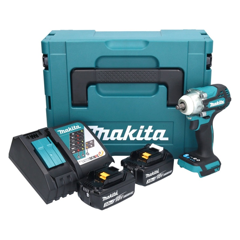 Atornillador de impacto inalmbrico Makita DTW 302 RFJ 18 V 300 Nm 3/8" sin escobillas + 2x batera 3.0 Ah + cargador + Makpac