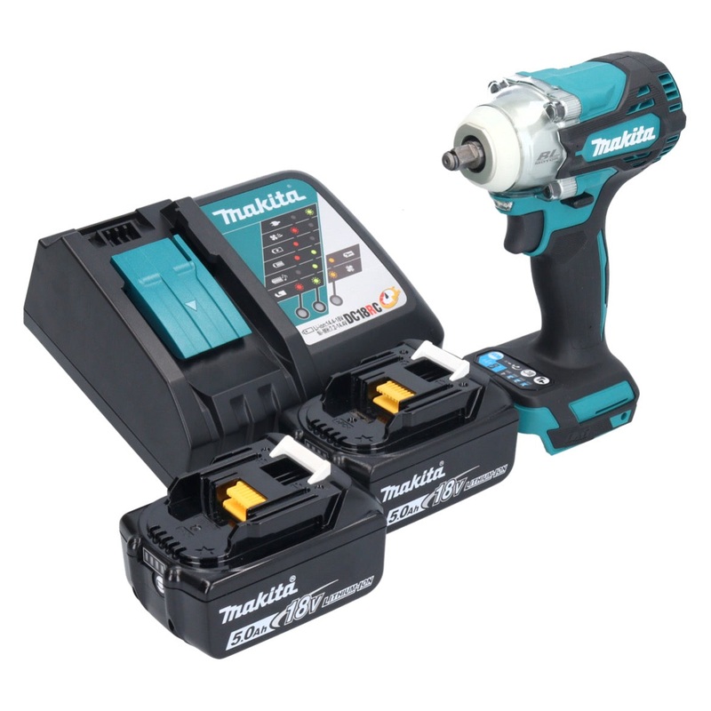 Atornillador de impacto inalmbrico Makita DTW 302 RT 18 V 300 Nm 3/8" sin escobillas + 2x batera 5.0 Ah + cargador