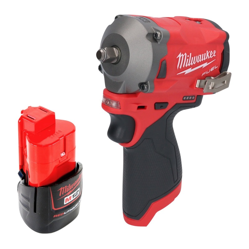 Atornillador de impacto inalmbrico Milwaukee M12 FIW38-201 12 V 339 Nm 3/8" sin escobillas + 1x batera 2.0 Ah - sin cargador