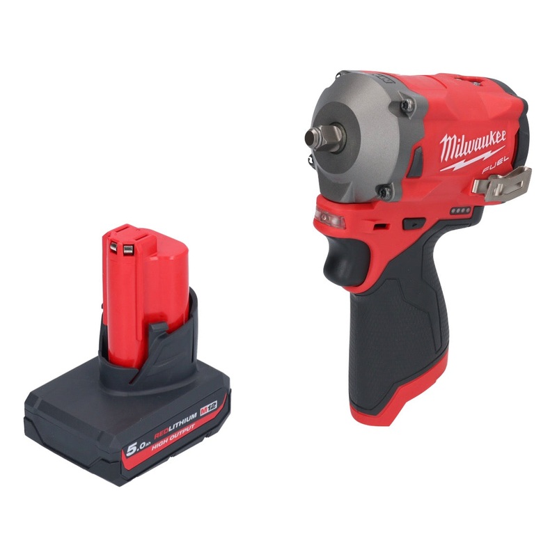 Atornillador de impacto inalmbrico Milwaukee M12 FIW38-501 12 V 339 Nm 3/8" sin escobillas + 1x batera 5.0 Ah - sin cargador