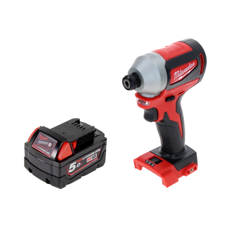 Atornillador de impacto inalmbrico Milwaukee M18 BLID2-501 18 V 180 Nm 1/4" sin escobillas + 1x batera 5.0 Ah - sin cargador
