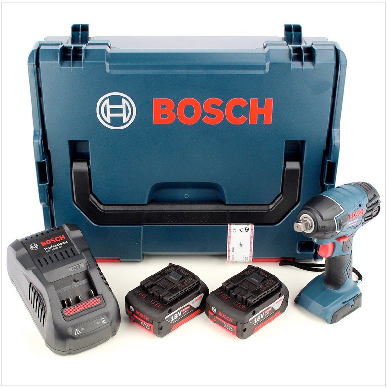 Atornillador de impacto a batera Bosch GDS 18 V-LI Professional con L-Boxx, cargador rpido y 2 bateras GBA de 6,0 Ah