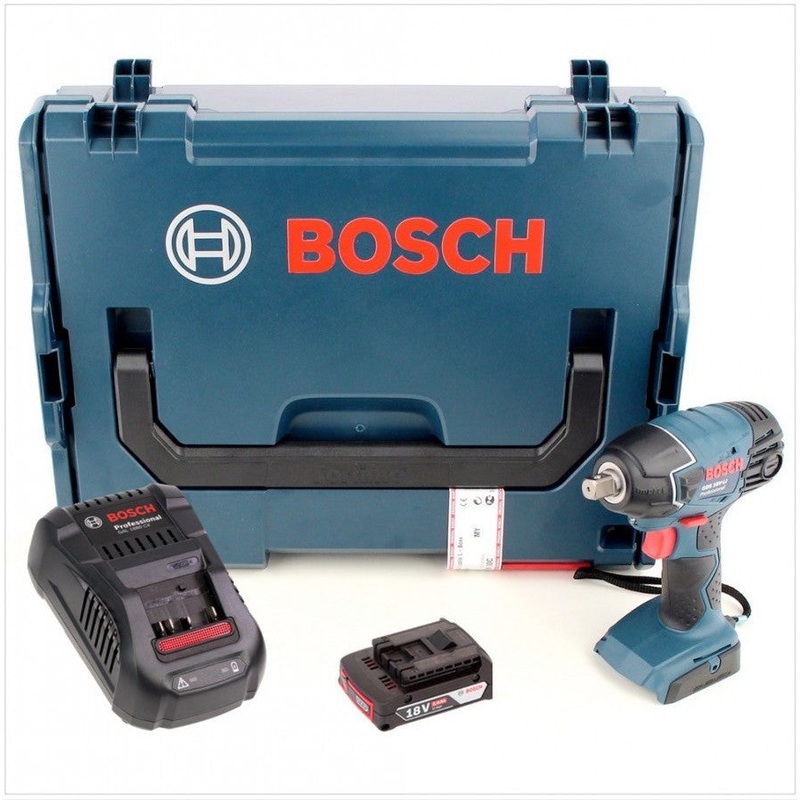 Atornillador de impacto inalmbrico Bosch GDS 18 V-Li 18V 1/2" en L-Boxx + 1x batera 2.0Ah + cargador