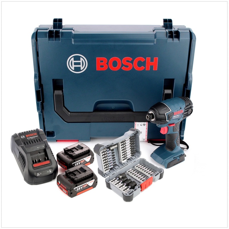 Bosch GDR 18 V-LI 18 V atornillador de impacto a batera en L-Boxx + 2x batera GBA 6 Ah + 1x cargador rpido Bosch GAL 1880 CV + Bosch Impact destornillador juego de puntas de llave de tubo 36 piezas (2608522365)