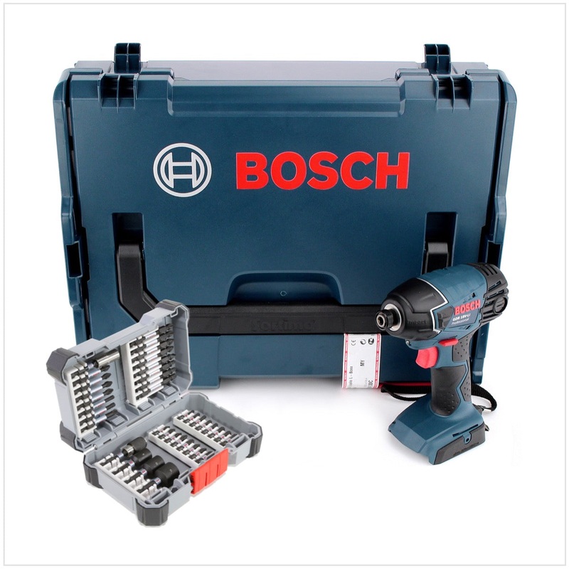 Bosch GDR 18 V-LI 18 V atornillador de impacto giratorio a batera solo dispositivo en L-Boxx (06019A130C) + destornillador de impacto Bosch juego de puntas de llave de vaso 36 piezas (2608522365)