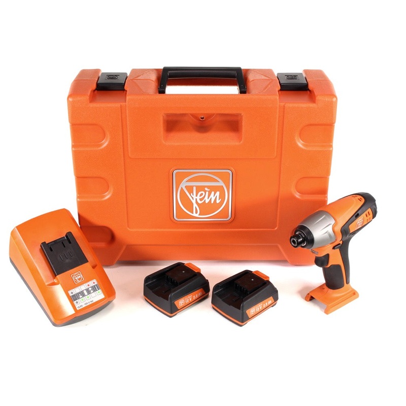 Atornillador de impacto a batera FEIN ASCD 12-100 W4C Li-Ion en maletn de herramientas + 2 bateras de 2,5 Ah + cargador
