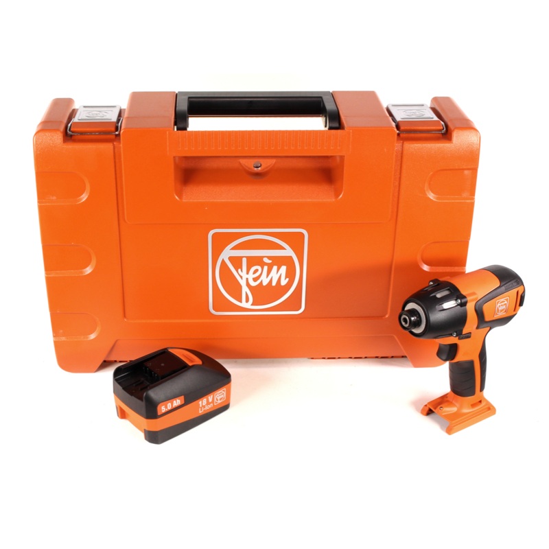 Atornillador de impacto a batera sin escobillas FEIN ASCD 18-200 W4 18 V Li-Ion + 1 batera de 5,0 Ah en maletn