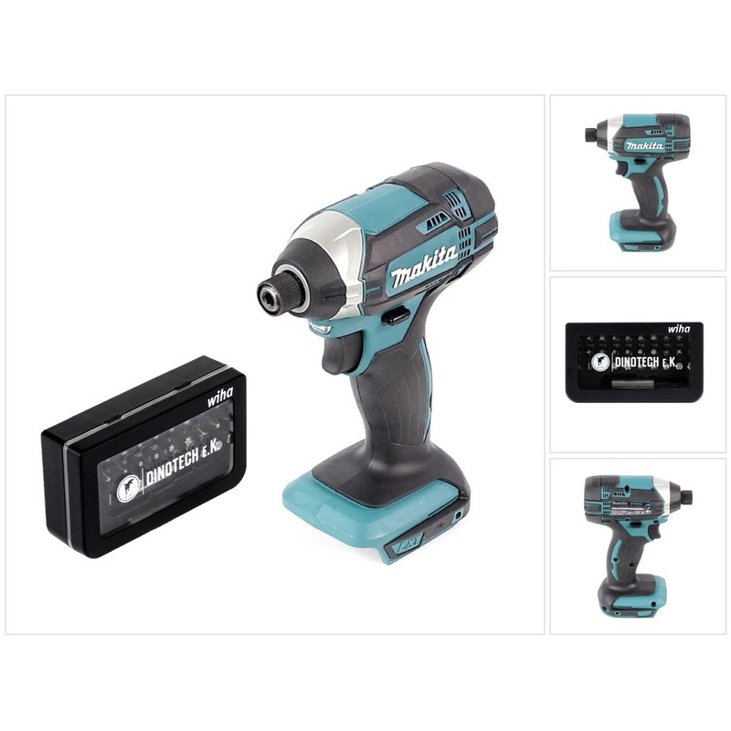 Atornillador de impacto inalmbrico Makita DTD 152 Z 18 V Li-Ion + juego de puntas Wiha 31 piezas Caja de puntas - sin batera, sin cargador.