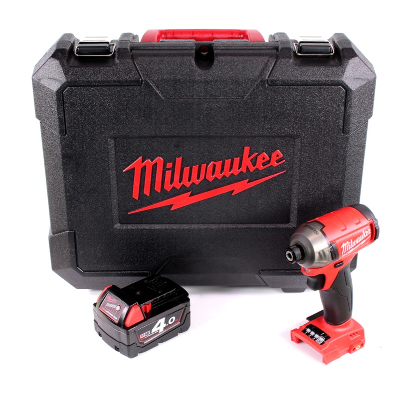 Milwaukee M18 FQID 401 18 V 1/4" sin escobillas Li-Ion llave de impacto SURGE en maletn de herramientas + 1x batera M18 B4 4.0 Ah