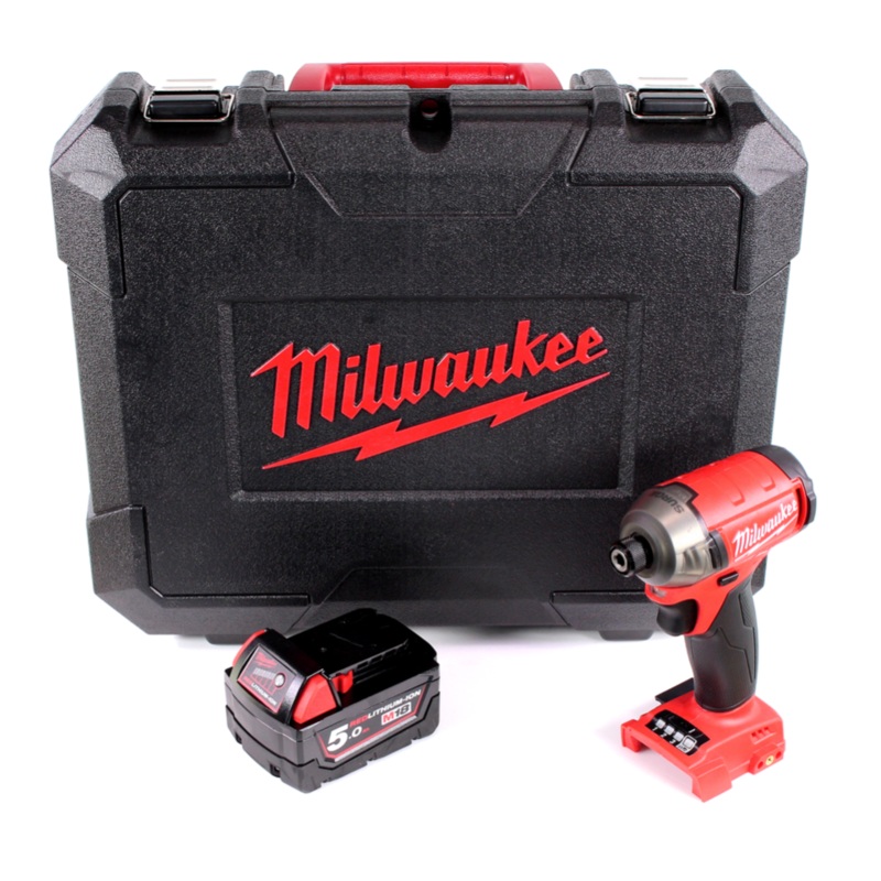 Milwaukee M18 FQID 501 18 V 1/4" sin escobillas Li-Ion llave de impacto SURGE en maletn de herramientas + 1x batera M18 B5 5.0 Ah