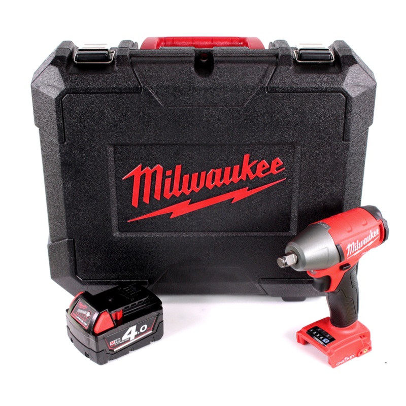 Milwaukee M18 ONEIWF12 401 Llave de impacto con batera de iones de litio de 18 V en maletn de herramientas + 1 batera M18 B4 de 4,0 Ah