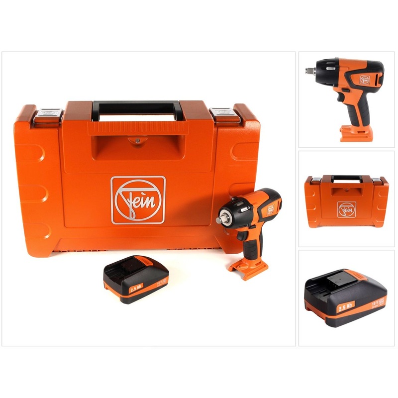Atornillador de impacto a batera FEIN ASCD 18-300 W2 18 V sin escobillas 1/2" en maletn + 1 batera de 2,5 Ah - sin cargador