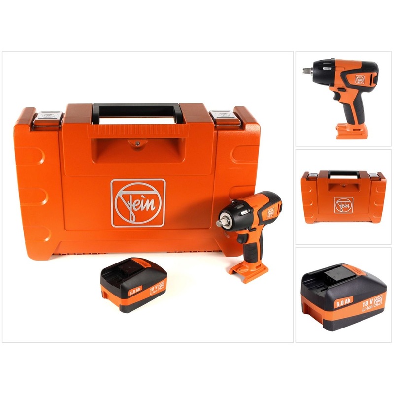 Atornillador de impacto a batera FEIN ASCD 18-300 W2 18 V sin escobillas 1/2" en maletn + 1 batera de 5,0 Ah - sin cargador