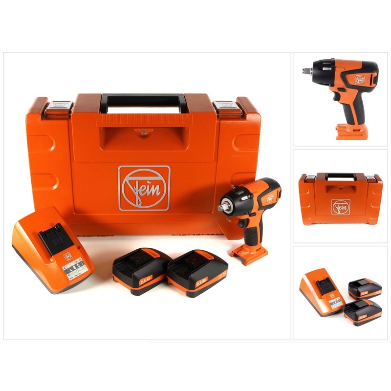 Atornillador de impacto a batera FEIN ASCD 18-300 W2 18 V sin escobillas 1/2" en maletn + 2 bateras de 2,5 Ah + cargador