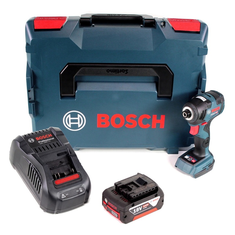 Atornillador de impacto inalmbrico Bosch GDR 18 V-200 C 18 V 1/4" en L-Boxx + 1 batera de 5,0 Ah + cargador